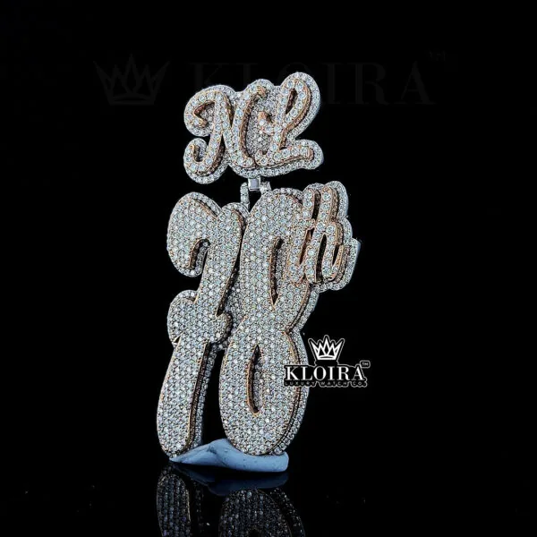 Blinged 78th Charm Pendant Left