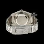 Blue Arabic Numerals Dial Iced Out Diamond Link Strap Moissanite Watch Caseback View