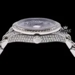 Blue Arabic Numerals Fully Iced Out Moissanite Diamond Watch Crown View