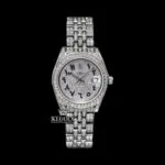 Roles Blue Arabic Numerals Fully Iced Out Moissanite Watch showcasing intricate details and design