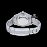 Blue Bezel Diamond Markers Dial Fully Iced Out Moissanite Watch Caseback View