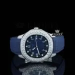 Patik Philippe Nautilus Blue Dial Moissanite Watch