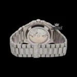 Blue Dial Diamond Markers Chronograph Moissanite Diamond Watch Caseback View