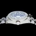 Blue Dial Diamond Markers Fully Iced Out Moissanite Diamond Watch Crown View