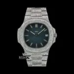 Patik Philippe Blue Dial Stick Markers Moissanite Watch