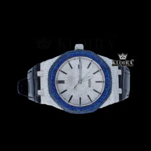 AP Royal Oak Moissanite Watch with Blue Diamond Bezel