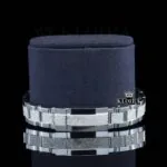 Blue Floral Dial Diamond Markers Fully Iced Out Moissanite Watch Bracelet View