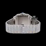 Blue Roman Dial Yellow Gold Bezel Two Tone Moissanite Watch Caseback View