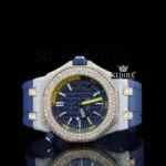 AP Royal Oak Offshore Moissanite Diamond Watch - Blue Rubber Strap