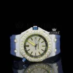 AP Royal Oak Offshore Moissanite Watch with Blue Rubber Strap