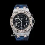 AP Royal Oak Offshore Blue Rubber Strap Two Tone Chronograph Moissanite Watch