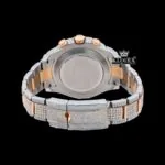 Blue Standard Numerals Sub Dial Two Tone Iced Out Moissanite Watch Caseback View