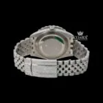 Blue Sunburst Dial Roman Numerals Fully Iced Moissanite Diamond Watch Caseback View