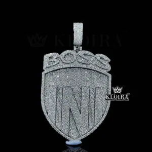 Boss Status Medallion Pendant - Premium Silver, 24 Carat Moissanite