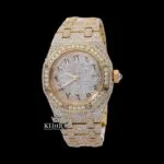AP Royal Oak Fully Iced Out Yellow Gold Moissanite Watch