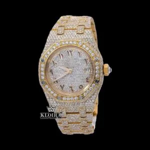 AP Royal Oak Fully Iced Out Yellow Gold Moissanite Watch