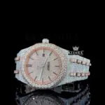 Bust Down AP Two Tone Moissanite Diamonds Watch Close Up Dial View