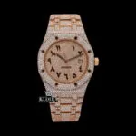 AP Bust Down Arabic Numerals Rose Gold Dial Moissanite Watch
