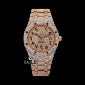 AP Bust Down Arabic Numerals Rose Gold Dial Moissanite Watch