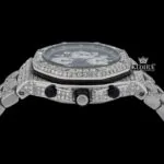 Bust Down Black Dial Chronograph Moissanite Diamond Watch Crown View