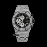 AP Bust Down Chronograph Moissanite Diamond Watch with Black Dial and Gold Plating