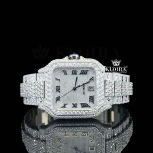 Cartior Bust Down Moissanite Diamond Watch with White Dial