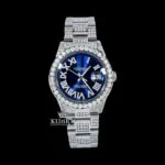 Roles Bust Down Blue Dial Moissanite Watch