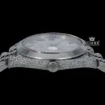 Bust Down Rainbow Roman Numerals Silver Moissanite Diamond Watch Crown View