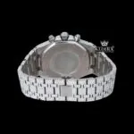 Bust Down Silver Dial Stick Markers Chronograph Moissanite Diamond Watch Caseback View