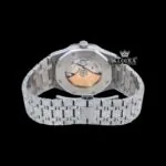 Bust Down White Dial Diamond Markers Moissanite Diamond Watch Caseback View