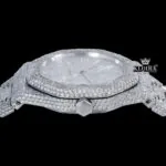 Bust Down White Dial Diamond Markers Moissanite Diamond Watch Crown View