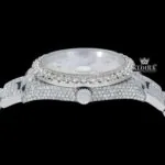 Bust Down White dial rainbow Arabic Numerals Moissanite Diamond watch Crown View