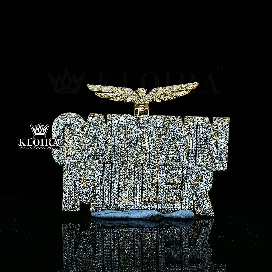 Moissanite Captain Miller Command Pendant in Silver with Round Cut Stones