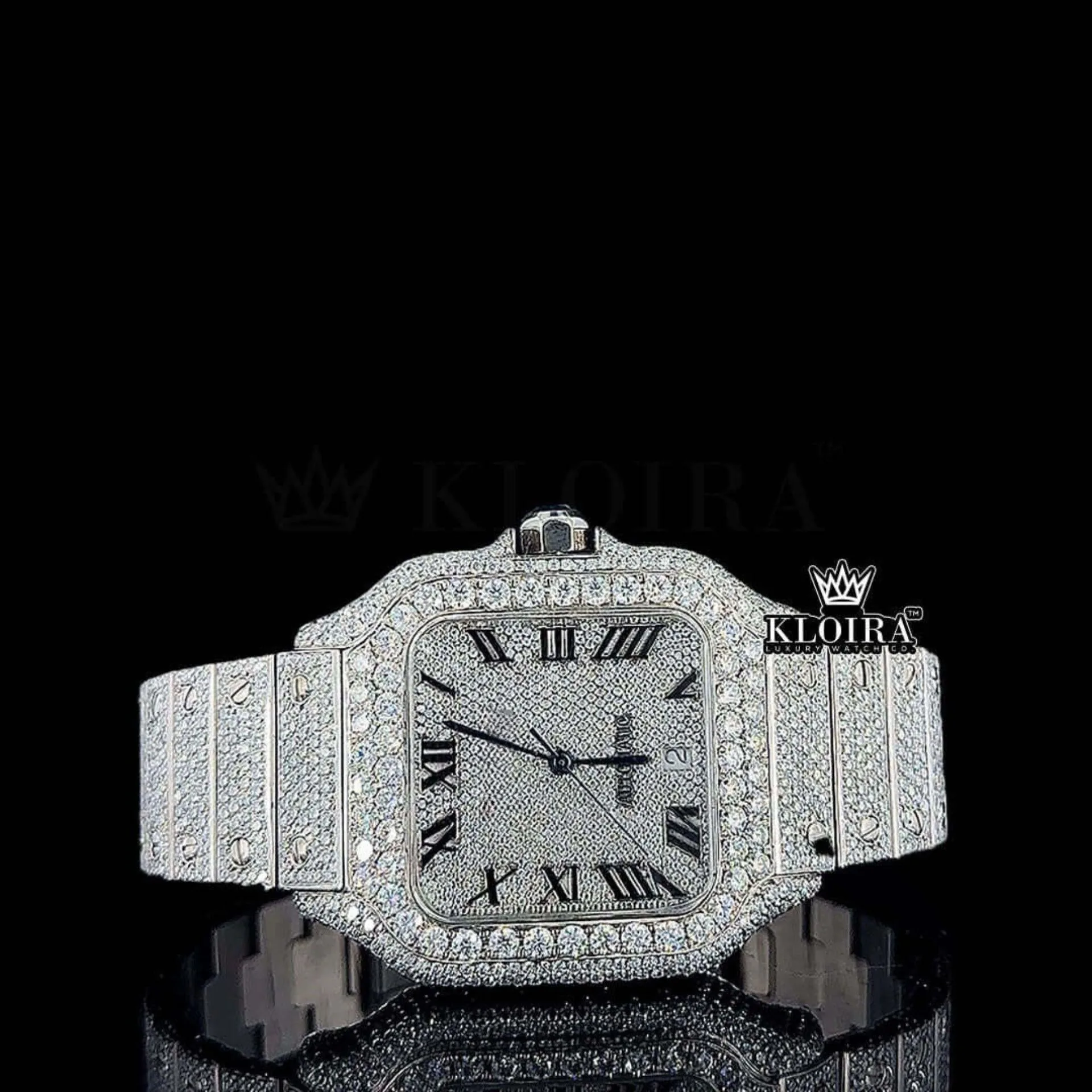 Cartior Moissanite Watch with 14K gold plating and iced-out design