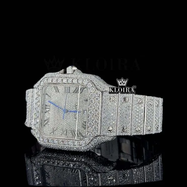 Cartior Moissanite Watch Left Side Close View