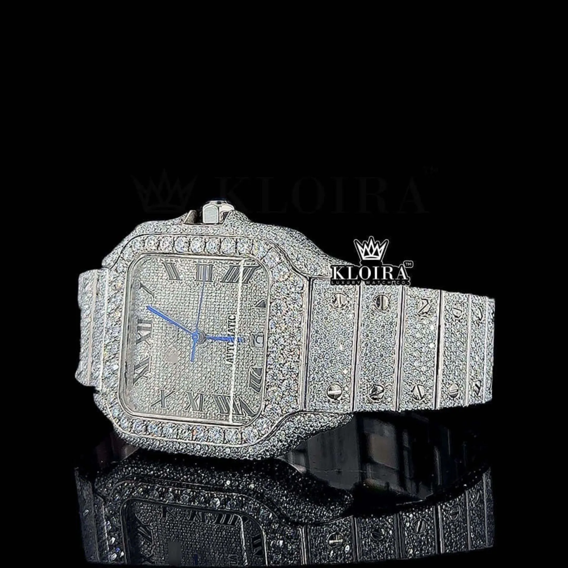 Cartior Moissanite Watch Left Side Close View