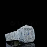 Cartior Santos De Royal Women Silver 36mm Diamond Studded Swiss Made Black Roman number Watch