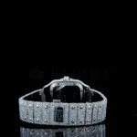 Cartior Santos De Royal Women Silver 36mm Diamond Studded Swiss Made Black Roman number Watch