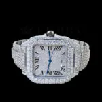 Cartior Santos De Silver 41mm Moissanite Swiss Made Watch