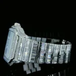 Cartior Santos De Silver 41mm Diamond Studded Swiss Made Blued Hands Skeleton Dial Watch