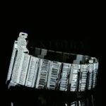 Cartior Santos De Silver 41mm Diamond Studded Swiss Made Blued Hands Skeleton Dial Watch