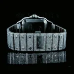 Cartior Santos De Silver 41mm Diamond Studded Swiss Made Bright Blue Dial Watch
