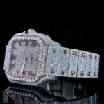 Cartior Santos De Silver 41mm Diamond Studded Swiss Made Bright Rose Dial Watch