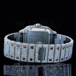 Cartior Santos De Silver 41mm Diamond Studded Swiss Made Bright Rose Dial Watch