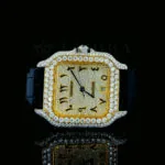 Cartior Santos De Silver 41mm Diamond Studded Swiss Made Bright Yellow Dial Watch