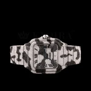 Cartior Santos De Silver 41mm Moissanite Swiss Made Camouflage Watch