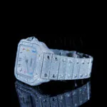 Cartior Santos De Silver 41mm Diamond Studded Swiss Made Color Arabic Numerals Watch