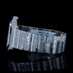 Cartior Santos De Silver 41mm Diamond Studded Swiss Made Emerald Skeleton Dial Watch