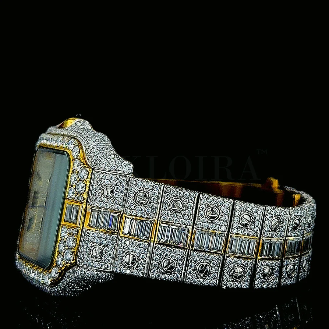 Cartior Santos De Silver 41mm Diamond Studded Swiss Made Multi Color Roman Numerals Watch