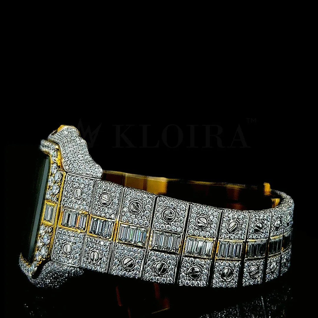 Cartior Santos De Silver 41mm Diamond Studded Swiss Made Multi Color Roman Numerals Watch